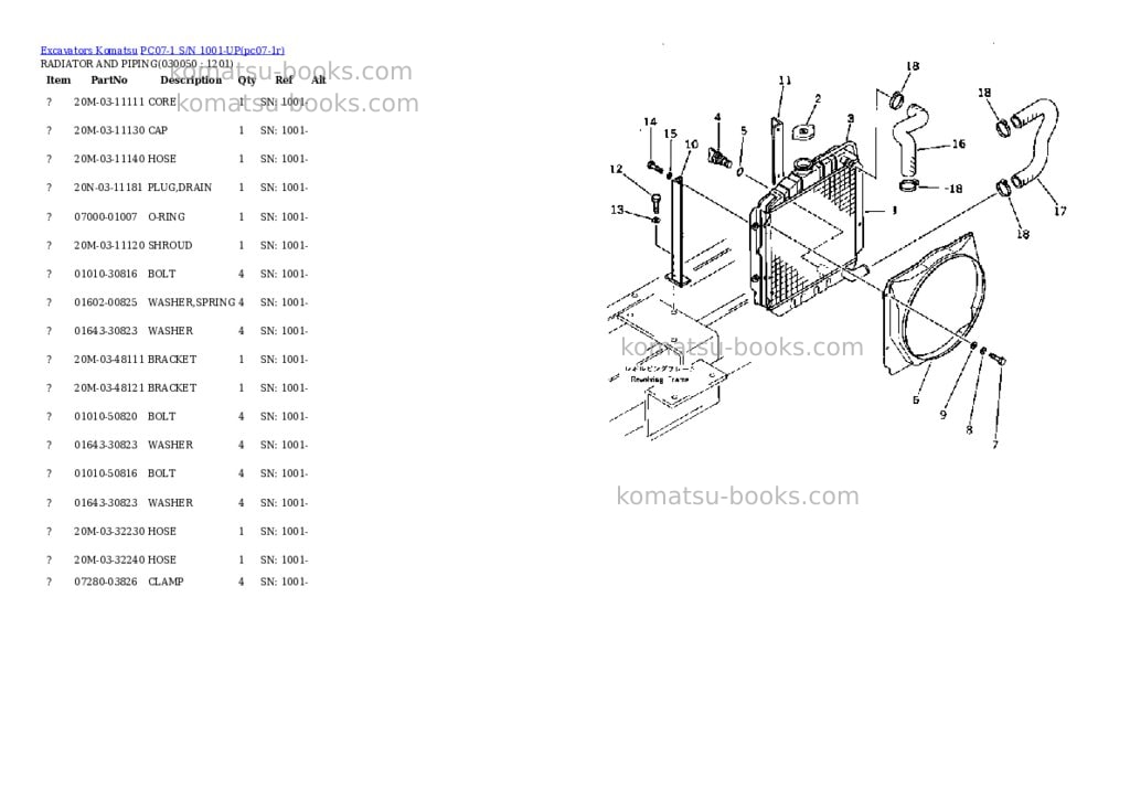 Komatsu pc07-1 s/n 1001-up Parts catalog cover Page 4 Komatsu pc07-1 s/n 1001-up Parts catalog cover Page 4