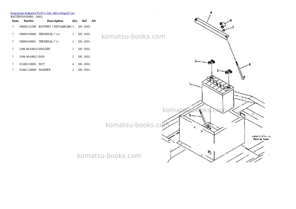Komatsu pc07-1 s/n 1001-up Parts catalog cover Page 7 Komatsu pc07-1 s/n 1001-up Parts catalog cover Page 7