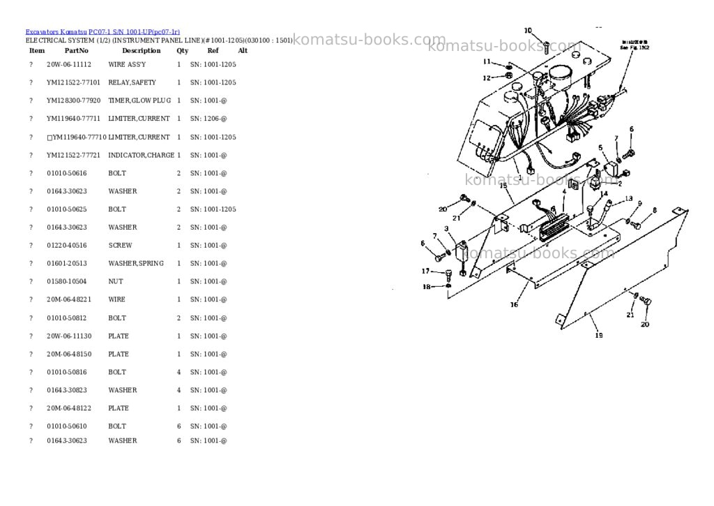 Komatsu pc07-1 s/n 1001-up Parts catalog cover Page 9 Komatsu pc07-1 s/n 1001-up Parts catalog cover Page 9