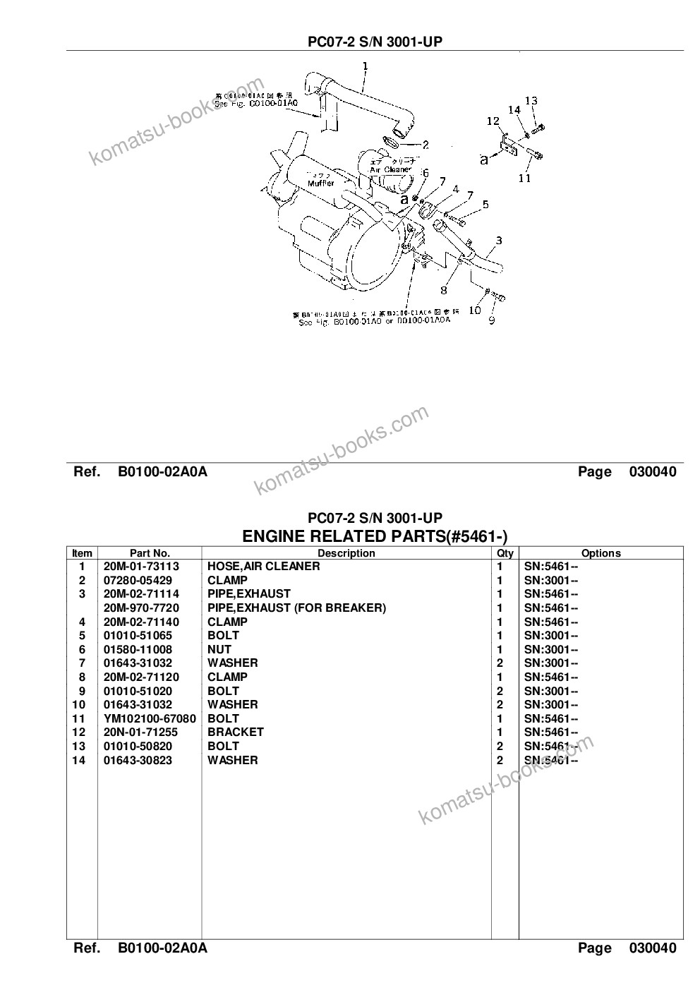 Komatsu PC07-2 S/N 3001-UP Katalog części okładka Strona 6