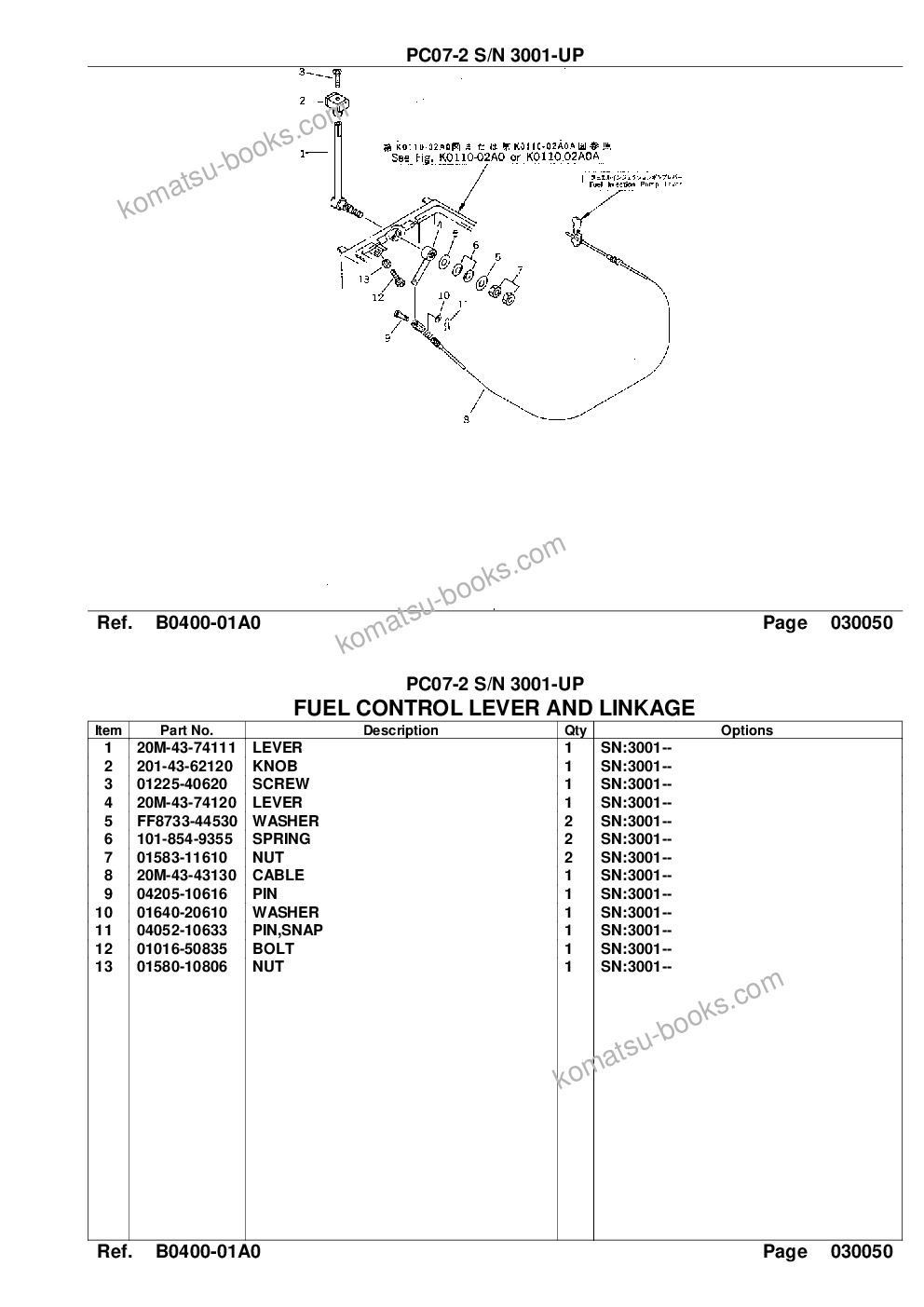 Komatsu PC07-2 S/N 3001-UP Katalog części okładka Strona 7