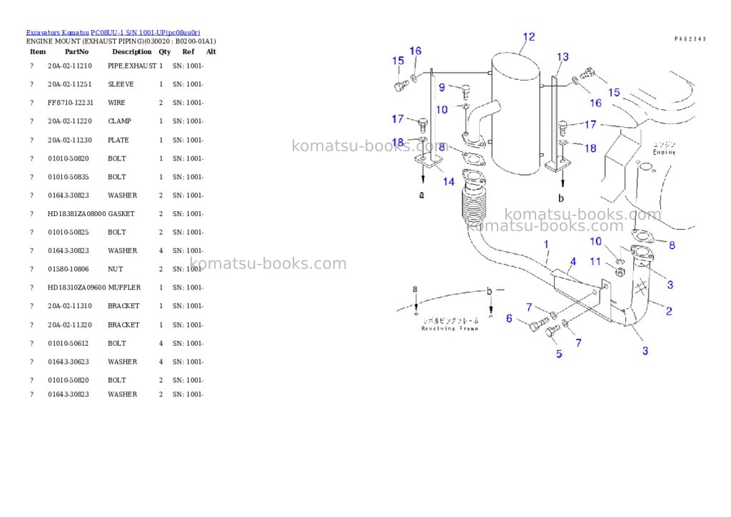 Komatsu pc08uu-1 s/n 1001-up Parts catalog cover Komatsu pc08uu-1 s/n 1001-up Parts catalog cover