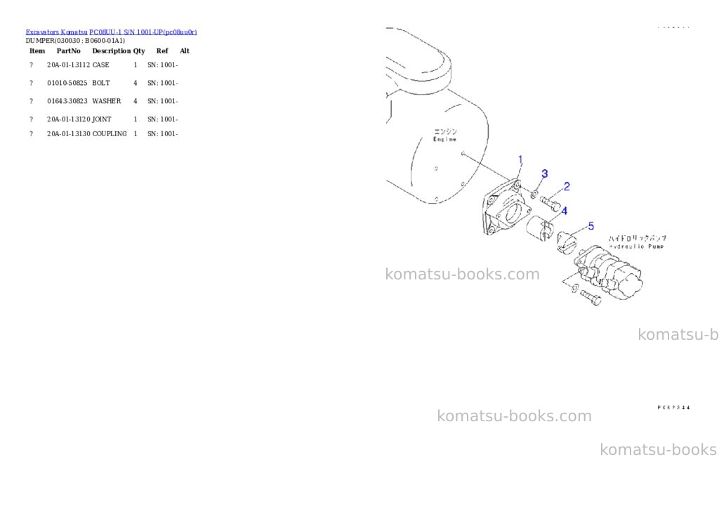 Komatsu pc08uu-1 s/n 1001-up Parts catalog cover Page 2 Komatsu pc08uu-1 s/n 1001-up Parts catalog cover Page 2