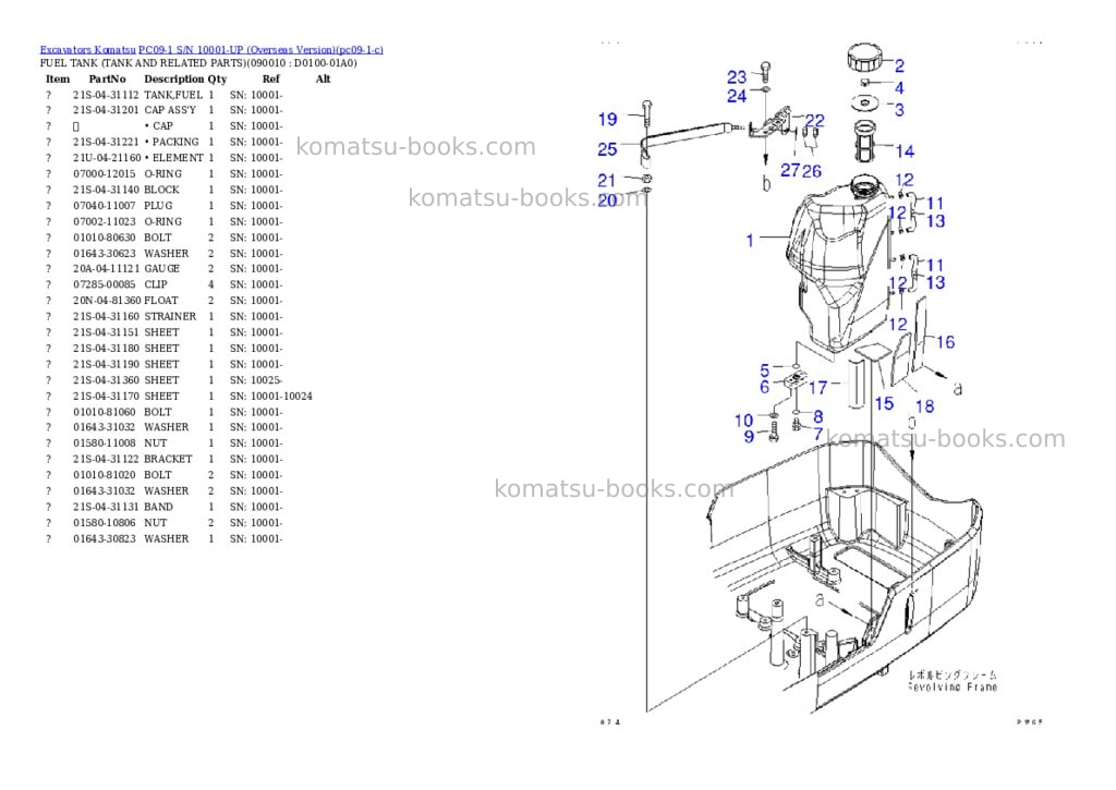 Komatsu PC09-1 S/N 10001-UP (Overseas Version) Parts catalog cover Page 6