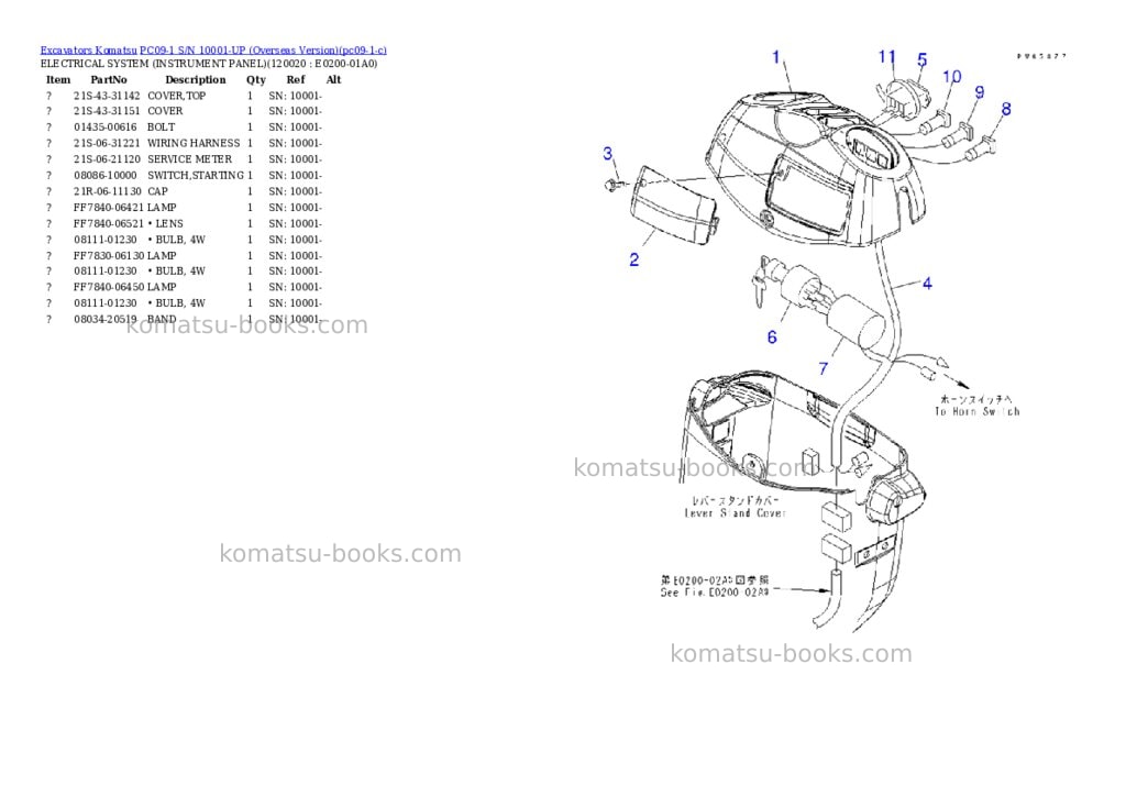 Komatsu PC09-1 S/N 10001-UP (Overseas Version) Parts catalog cover Page 9
