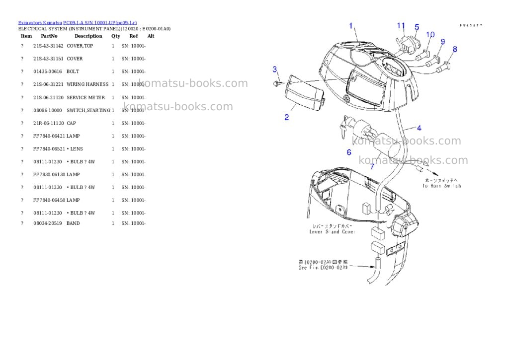 Komatsu pc09-1-a s/n 10001-up Parts catalog cover Page 7 Komatsu pc09-1-a s/n 10001-up Parts catalog cover Page 7