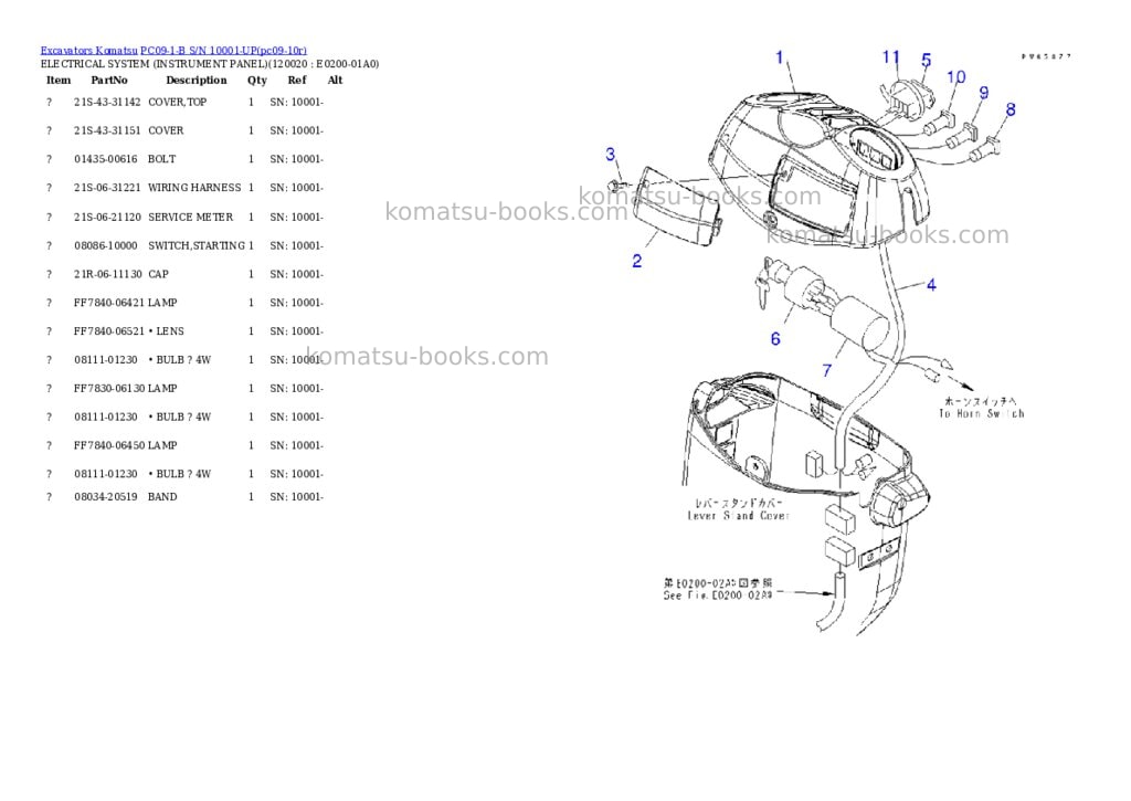 Komatsu pc09-1-b s/n 10001-up Parts catalog cover Page 7