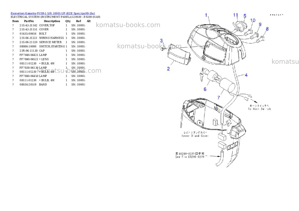 Komatsu PC09-1 S/N 10001-UP (KUE Spec.) Parts catalog cover Page 5 Komatsu PC09-1 S/N 10001-UP (KUE Spec.) Parts catalog cover Page 5