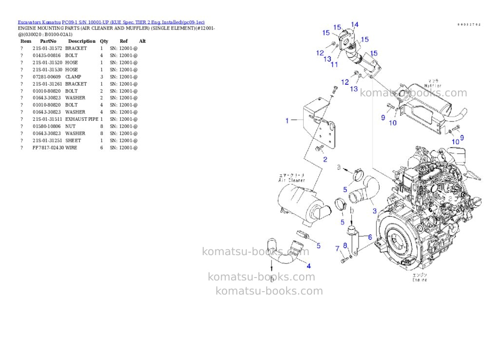 Komatsu PC09-1 S/N 10001-UP (KUE Spec. TIER 2 Eng. Installed) Parts catalog cover Komatsu PC09-1 S/N 10001-UP (KUE Spec. TIER 2 Eng. Installed) Parts catalog cover