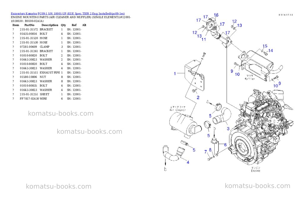 Komatsu PC09-1 S/N 10001-UP (KUE Spec. TIER 2 Eng. Installed) Parts catalog cover Page 2 Komatsu PC09-1 S/N 10001-UP (KUE Spec. TIER 2 Eng. Installed) Parts catalog cover Page 2