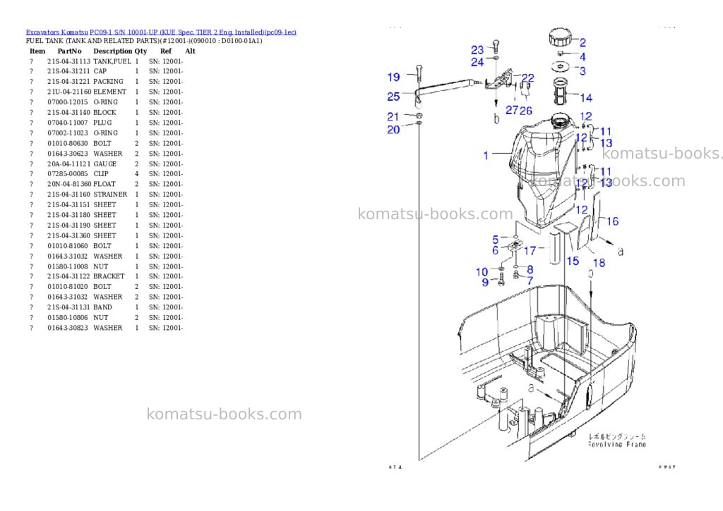 Komatsu PC09-1 S/N 10001-UP (KUE Spec. TIER 2 Eng. Installed) Parts catalog cover Page 5 Komatsu PC09-1 S/N 10001-UP (KUE Spec. TIER 2 Eng. Installed) Parts catalog cover Page 5