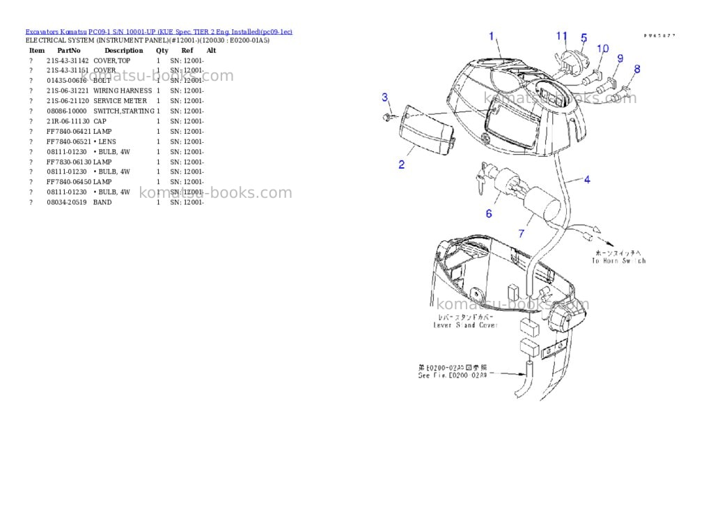 Komatsu PC09-1 S/N 10001-UP (KUE Spec. TIER 2 Eng. Installed) Parts catalog cover Page 9 Komatsu PC09-1 S/N 10001-UP (KUE Spec. TIER 2 Eng. Installed) Parts catalog cover Page 9