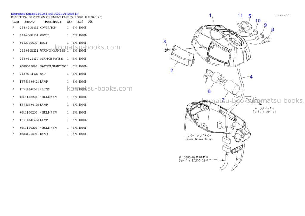 Komatsu pc09-1b s/n 10001-up Parts catalog cover Page 7 Komatsu pc09-1b s/n 10001-up Parts catalog cover Page 7