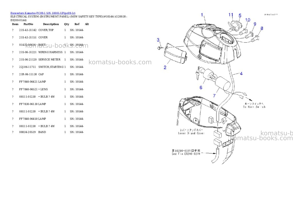 Komatsu pc09-1b s/n 10001-up Parts catalog cover Page 8 Komatsu pc09-1b s/n 10001-up Parts catalog cover Page 8