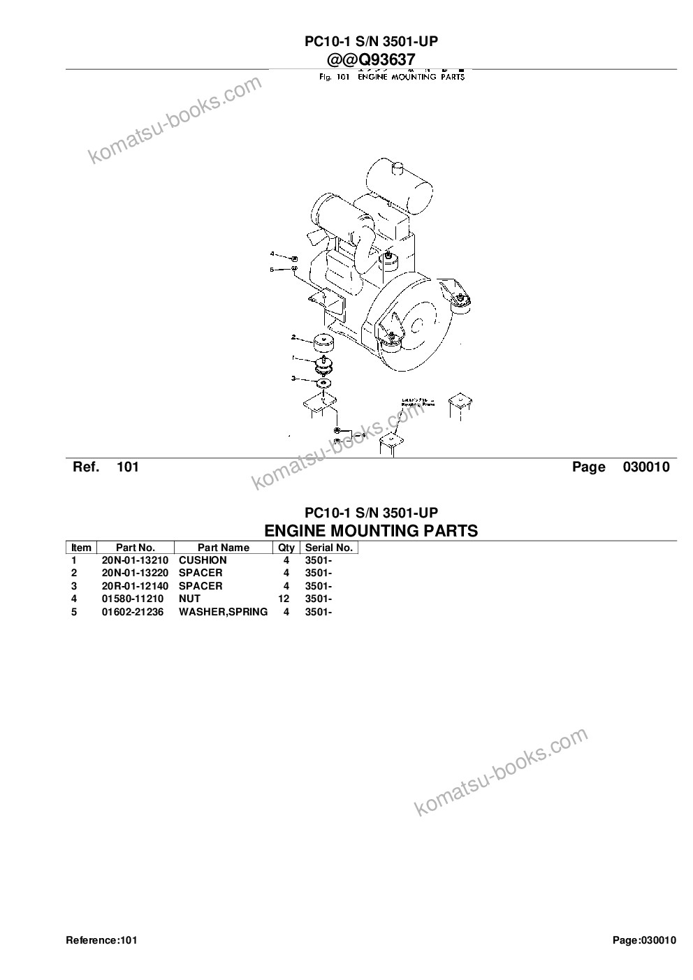 Komatsu pc10-1 s/n 3501-up Parts catalog cover Page 3 Komatsu pc10-1 s/n 3501-up Parts catalog cover Page 3