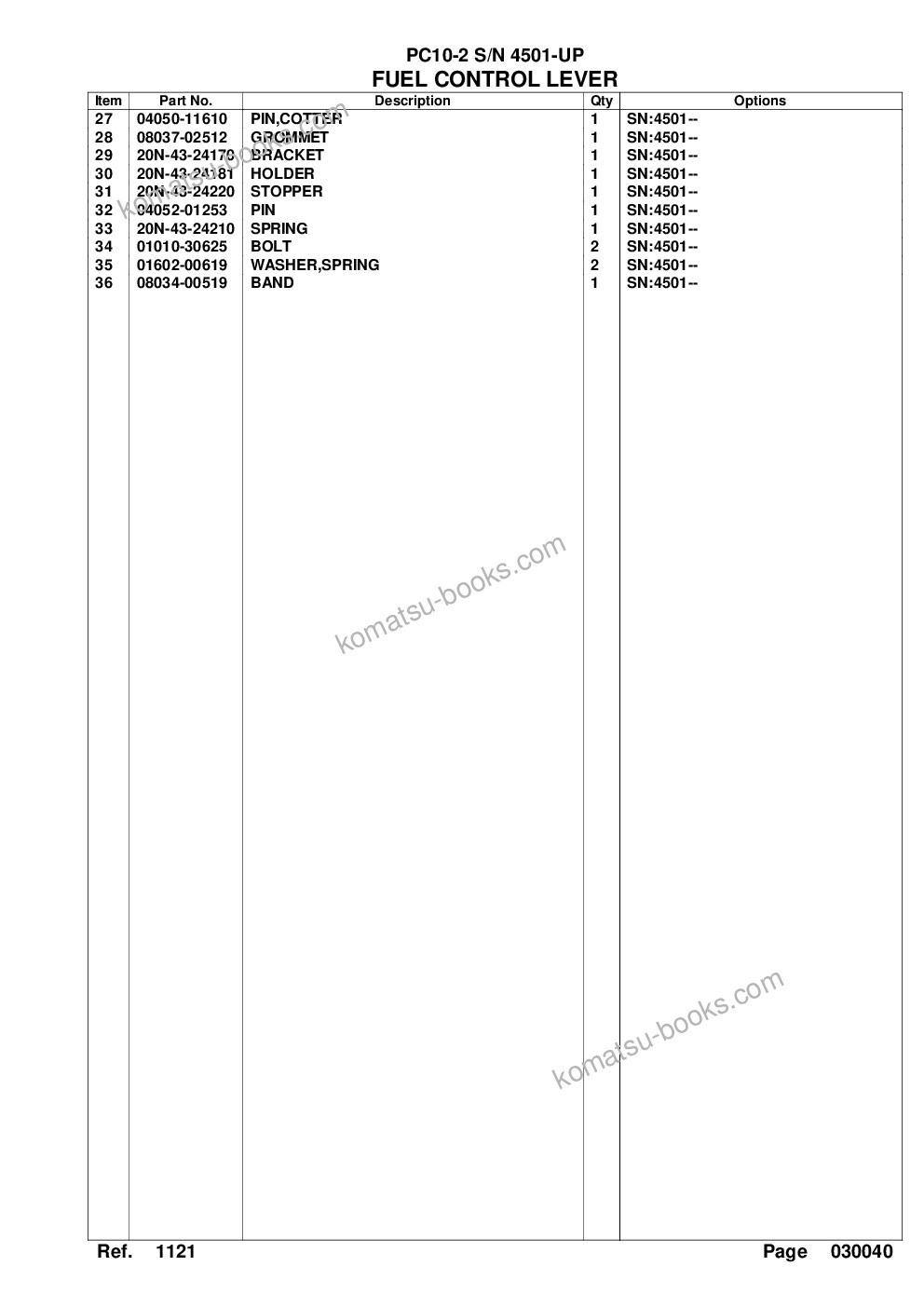 Komatsu pc10-2 s/n 4501-up Parts catalog cover Page 7 Komatsu pc10-2 s/n 4501-up Parts catalog cover Page 7