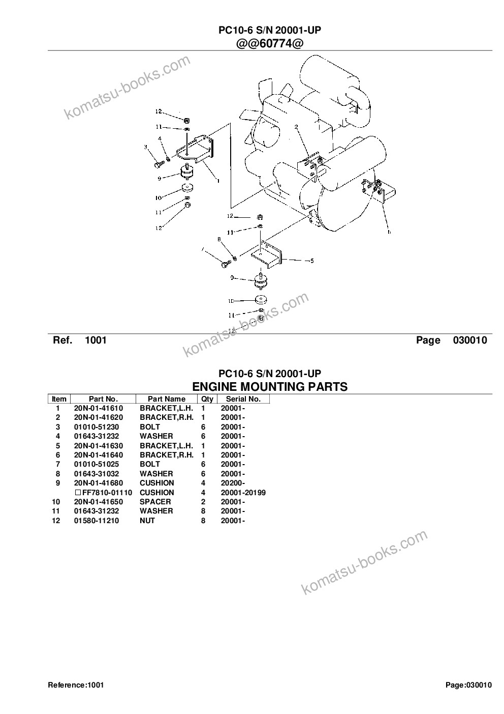 Komatsu pc10-6 s/n 20001-up Parts catalog cover Page 3 Komatsu pc10-6 s/n 20001-up Parts catalog cover Page 3
