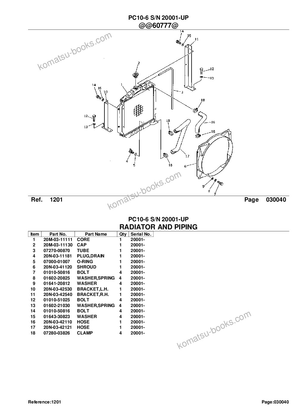 Komatsu pc10-6 s/n 20001-up Parts catalog cover Page 6 Komatsu pc10-6 s/n 20001-up Parts catalog cover Page 6