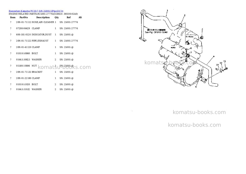 Komatsu PC10-7 S/N 25001-UP Parts catalog cover Komatsu PC10-7 S/N 25001-UP Parts catalog cover