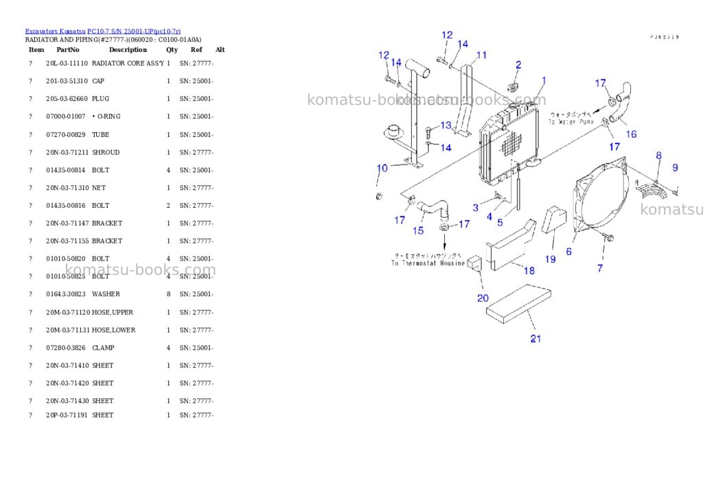 Komatsu PC10-7 S/N 25001-UP Parts catalog cover Page 7 Komatsu PC10-7 S/N 25001-UP Parts catalog cover Page 7