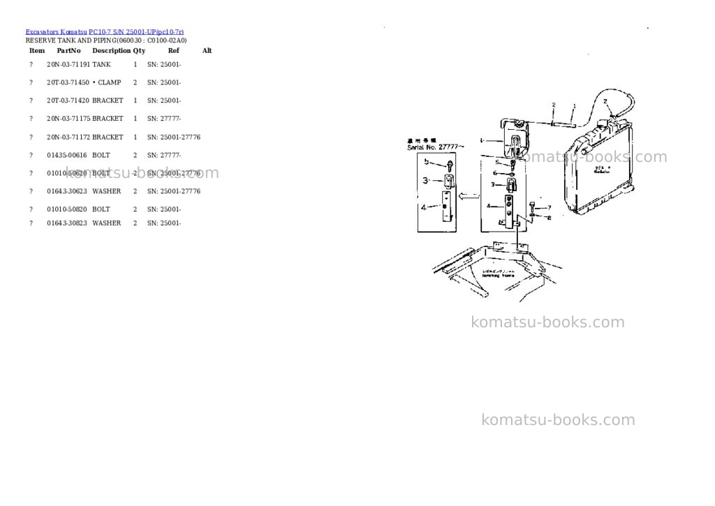 Komatsu PC10-7 S/N 25001-UP Parts catalog cover Page 8 Komatsu PC10-7 S/N 25001-UP Parts catalog cover Page 8