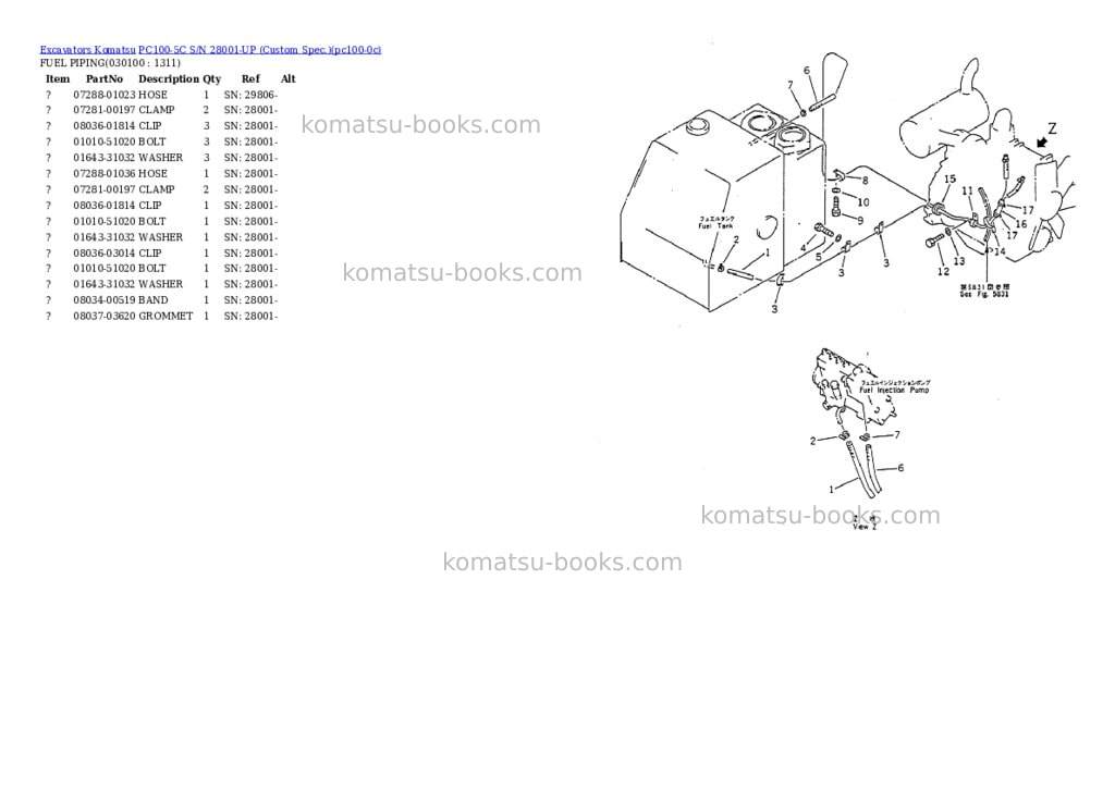 Komatsu pc100-5c s/n 28001-up custom spec. Parts catalog cover Page 4 Komatsu pc100-5c s/n 28001-up custom spec. Parts catalog cover Page 4