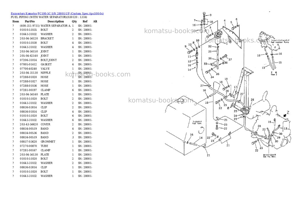 Komatsu pc100-5c s/n 28001-up custom spec. Parts catalog cover Page 6 Komatsu pc100-5c s/n 28001-up custom spec. Parts catalog cover Page 6