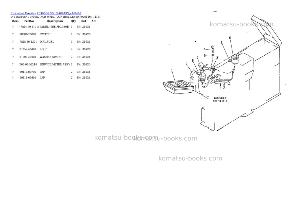 Komatsu PC100-5S S/N 32402-UP Parts catalog cover Page 10 Komatsu PC100-5S S/N 32402-UP Parts catalog cover Page 10