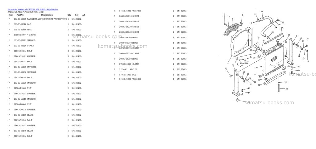 Komatsu PC100-5S S/N 32402-UP Parts catalog cover Page 3 Komatsu PC100-5S S/N 32402-UP Parts catalog cover Page 3
