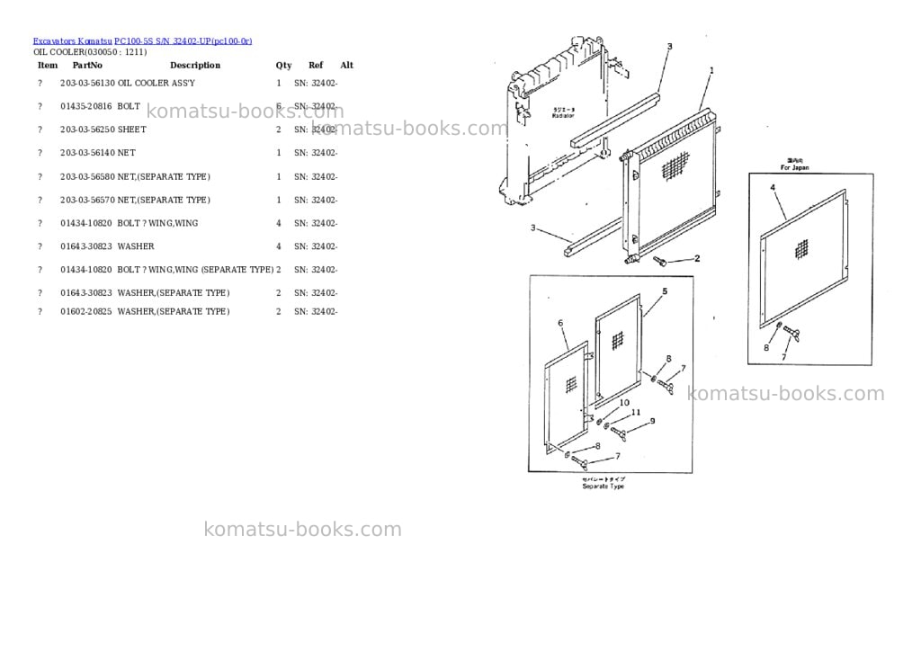 Komatsu PC100-5S S/N 32402-UP Parts catalog cover Page 4 Komatsu PC100-5S S/N 32402-UP Parts catalog cover Page 4