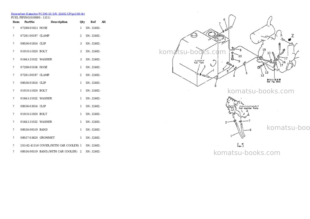 Komatsu PC100-5S S/N 32402-UP Parts catalog cover Page 7 Komatsu PC100-5S S/N 32402-UP Parts catalog cover Page 7