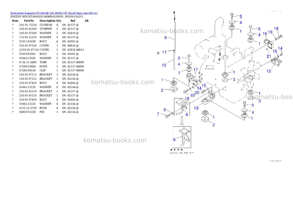 Komatsu PC100-6Z S/N 40001-UP (Excel Spec.) Parts catalog cover Page 2 Komatsu PC100-6Z S/N 40001-UP (Excel Spec.) Parts catalog cover Page 2