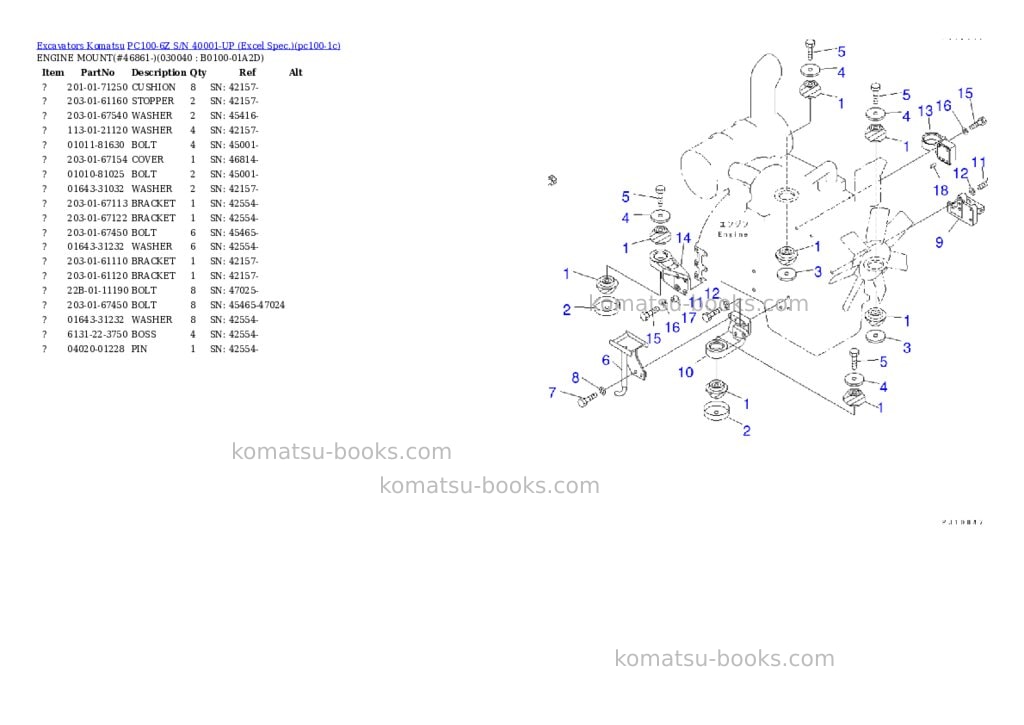 Komatsu PC100-6Z S/N 40001-UP (Excel Spec.) Parts catalog cover Page 3 Komatsu PC100-6Z S/N 40001-UP (Excel Spec.) Parts catalog cover Page 3