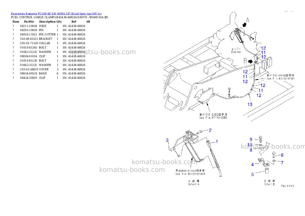 Komatsu PC100-6Z S/N 40001-UP (Excel Spec.) Parts catalog cover Page 6 Komatsu PC100-6Z S/N 40001-UP (Excel Spec.) Parts catalog cover Page 6