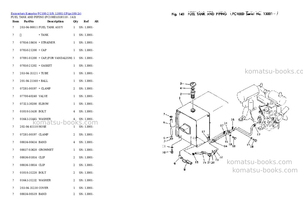 Komatsu PC100-2 S/N 13001-UP Parts catalog cover Page 10 Komatsu PC100-2 S/N 13001-UP Parts catalog cover Page 10