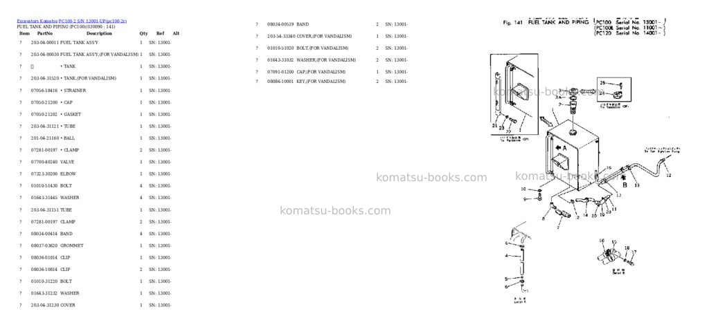 Komatsu PC100-2 S/N 13001-UP Parts catalog cover Page 8 Komatsu PC100-2 S/N 13001-UP Parts catalog cover Page 8