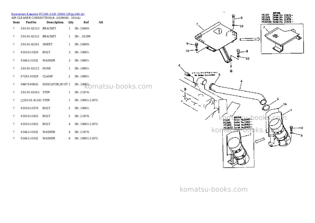 Komatsu pc100-3 s/n 18001-up Parts catalog cover Page 3 Komatsu pc100-3 s/n 18001-up Parts catalog cover Page 3