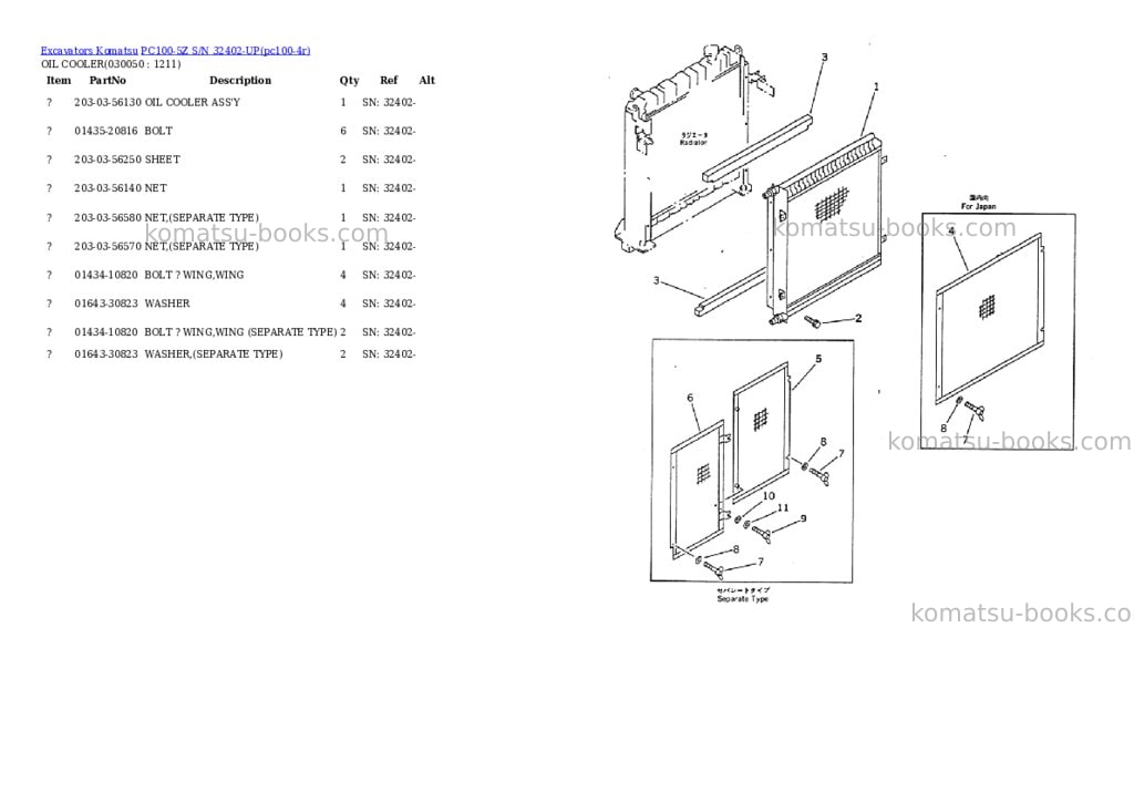 Komatsu pc100-5z s/n 32402-up Parts catalog cover Page 4 Komatsu pc100-5z s/n 32402-up Parts catalog cover Page 4