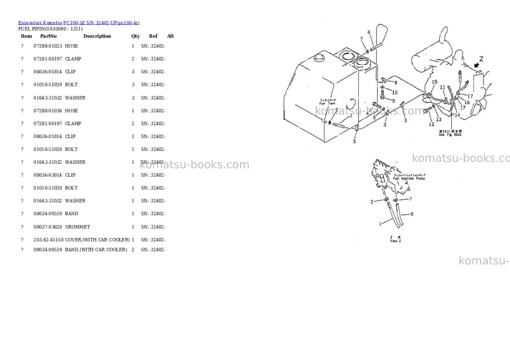 Komatsu pc100-5z s/n 32402-up Parts catalog cover Page 7 Komatsu pc100-5z s/n 32402-up Parts catalog cover Page 7