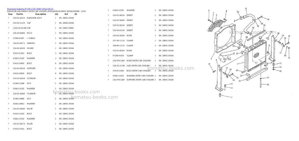 Komatsu PC100-5 S/N 28001-UP Parts catalog cover Page 5 Komatsu PC100-5 S/N 28001-UP Parts catalog cover Page 5