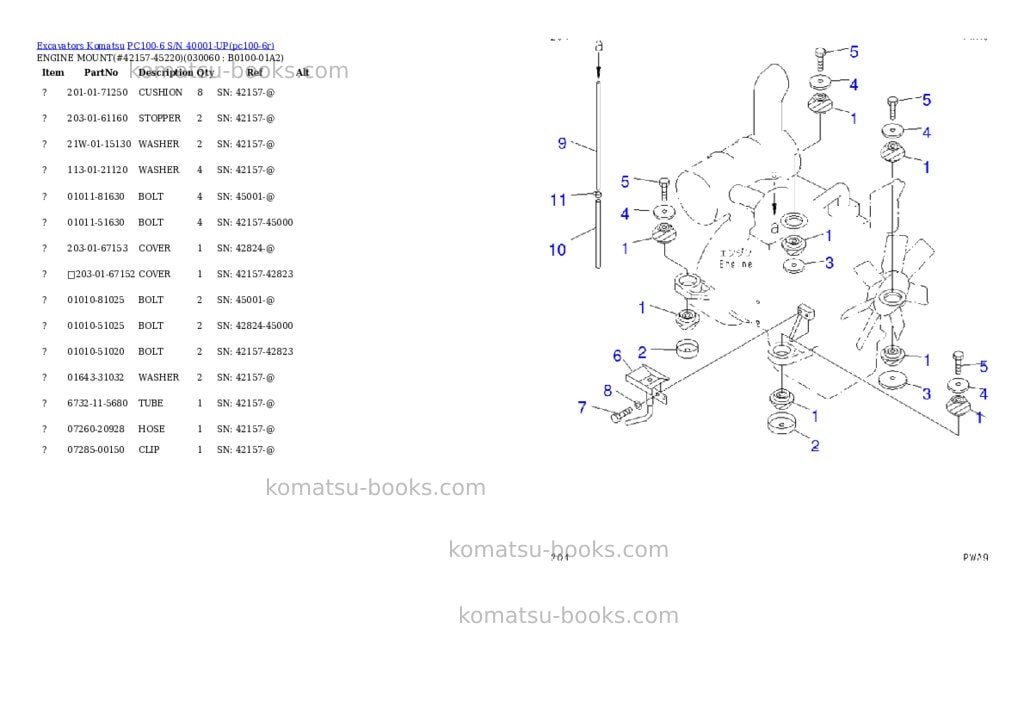 Komatsu pc100-6 s/n 40001-up Parts catalog cover Page 5 Komatsu pc100-6 s/n 40001-up Parts catalog cover Page 5