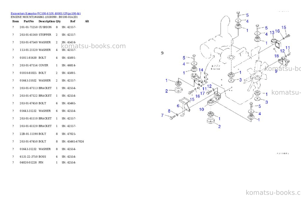 Komatsu pc100-6 s/n 40001-up Parts catalog cover Page 8 Komatsu pc100-6 s/n 40001-up Parts catalog cover Page 8