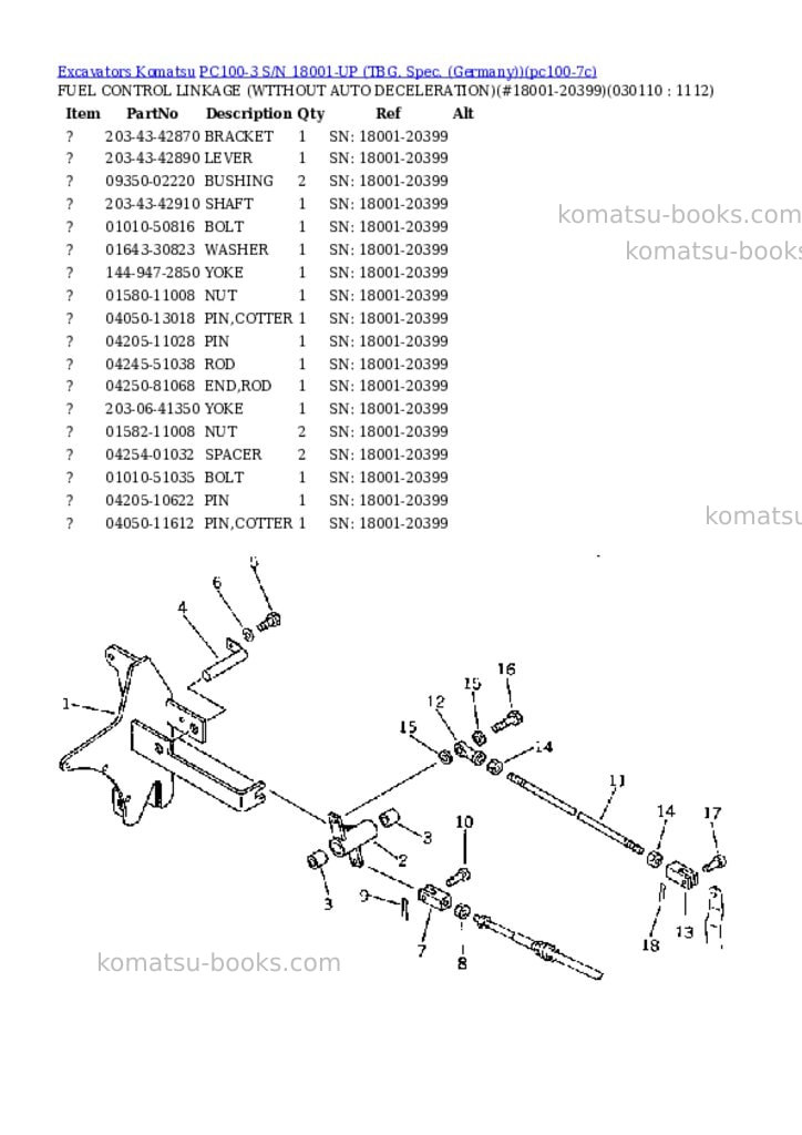 Komatsu PC100-3 S/N 18001-UP (TBG. Spec. (Germany)) Parts catalog cover Page 10