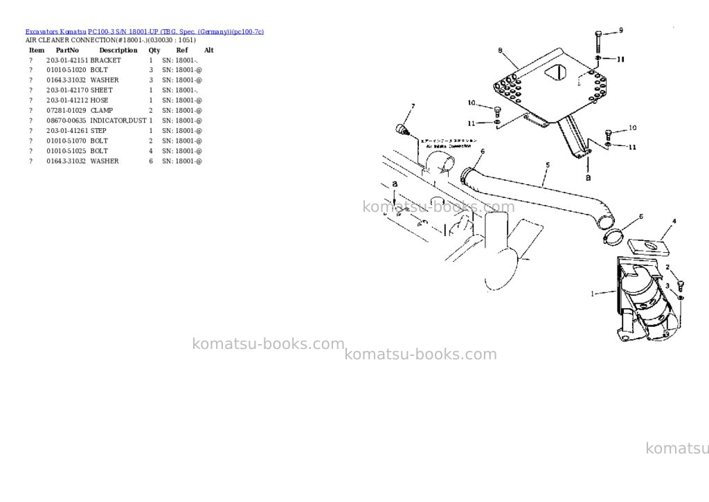 Komatsu PC100-3 S/N 18001-UP (TBG. Spec. (Germany)) Parts catalog cover Page 2