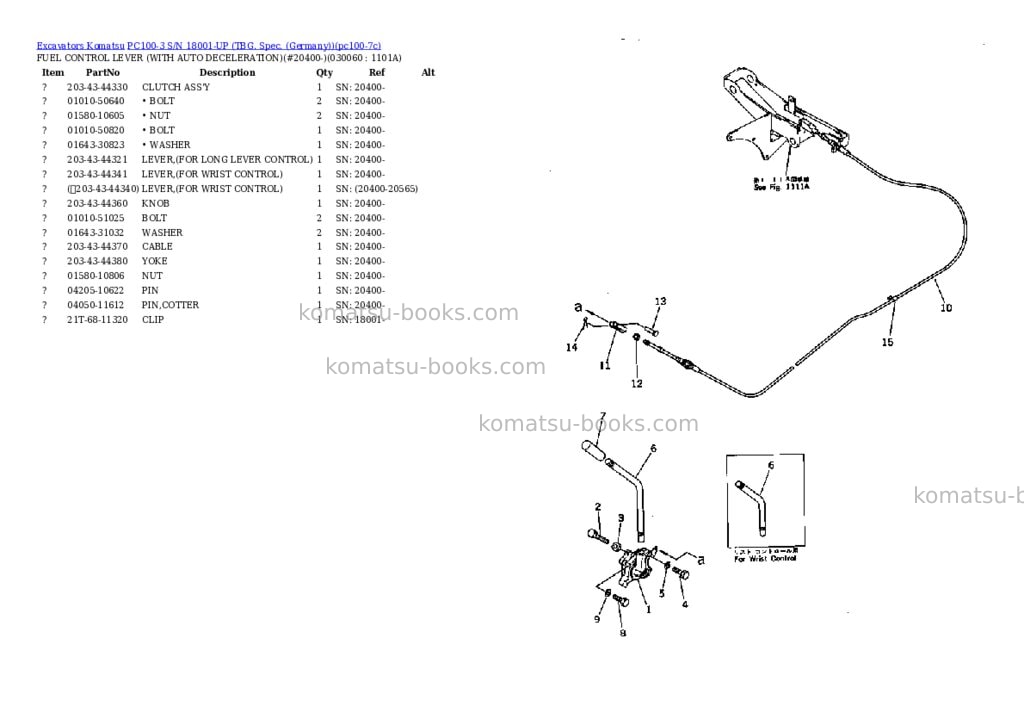 Komatsu PC100-3 S/N 18001-UP (TBG. Spec. (Germany)) Parts catalog cover Page 5