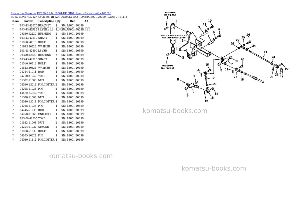 Komatsu PC100-3 S/N 18001-UP (TBG. Spec. (Germany)) Parts catalog cover Page 8