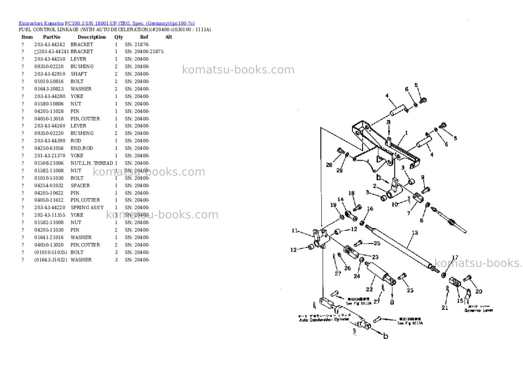 Komatsu PC100-3 S/N 18001-UP (TBG. Spec. (Germany)) Parts catalog cover Page 9