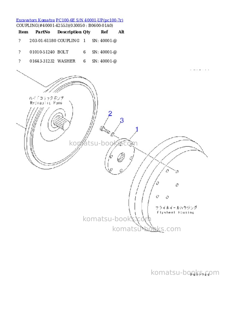 Komatsu pc100-6e s/n 40001-up Parts catalog cover Page 4 Komatsu pc100-6e s/n 40001-up Parts catalog cover Page 4