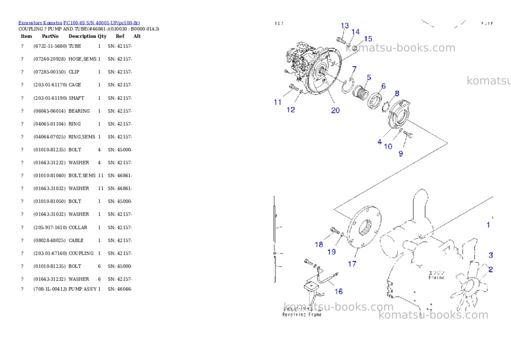 Komatsu PC100-6S S/N 40001-UP Parts catalog cover Page 2 Komatsu PC100-6S S/N 40001-UP Parts catalog cover Page 2