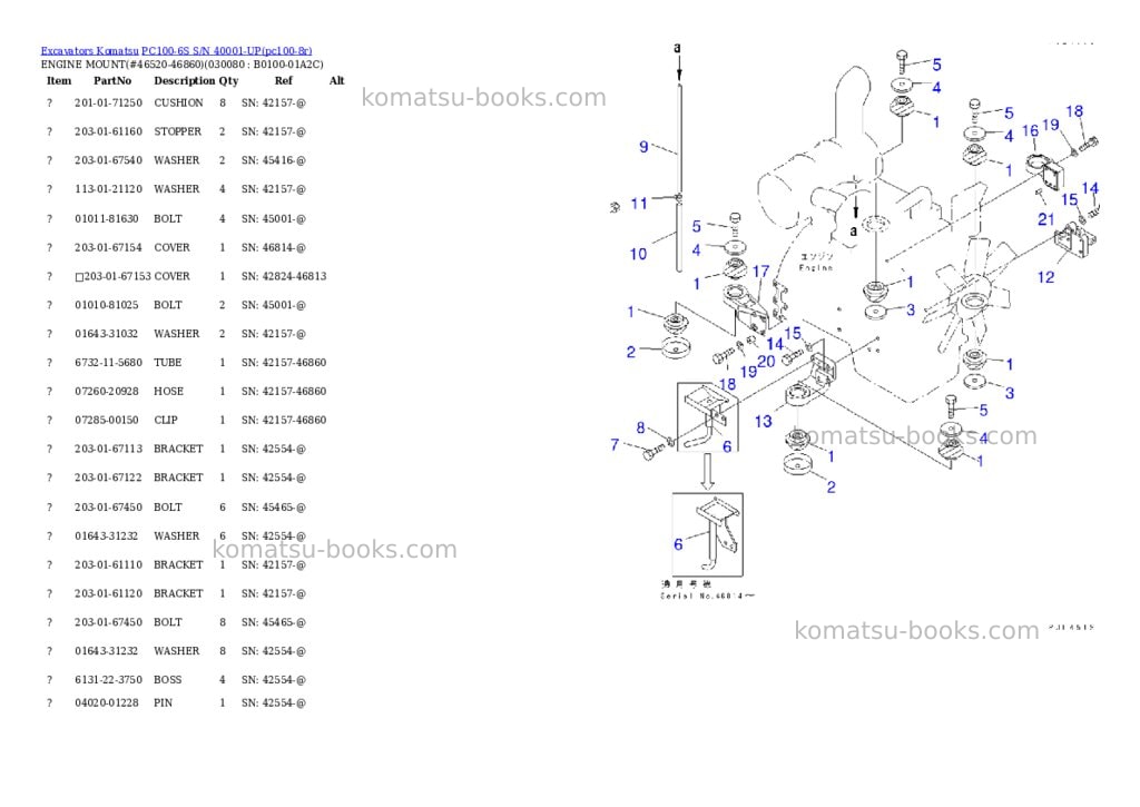 Komatsu PC100-6S S/N 40001-UP Parts catalog cover Page 7 Komatsu PC100-6S S/N 40001-UP Parts catalog cover Page 7